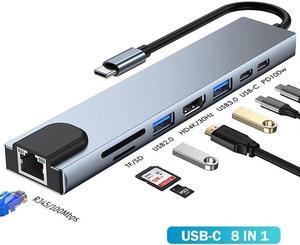 LUOM [8 in 1] USB C & USB Hub with 4K HDMI, 100W PD, Ethernet, USB 3.0, 2*USB 2.0,TF/SD Card Reader, USB-C Hub Compatible with MacBook Pro, iPhone 15, iPad Air, XPS, and More Devices