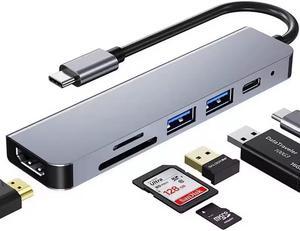 LUOM USB C Hub, USB C Adapter 6 in 1 Multi-port USB C to with 4K HDMI, SD/TF Card Reader, USB C 100W PD, USB 3.0 and USB 2.0, USB C Dock Compatible for MacBook and Type C Devices