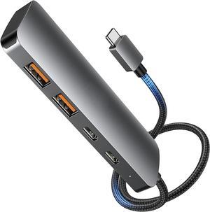 LUOM USB 3.2 Hub 10Gbps Gen2 with 2*USB C 3.2, 2*USB A 3.2, Thunderbolt 3 | 4 Hub 4-Ports for MacBook, iPad, iPhone 15/Pro/Max, Samsung, PC, Flash Drive, Etc