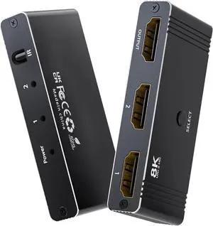 LUOM HDMI 2.1 Switch 8K@60Hz, Bi-Directional HDMI Switcher 4K@120Hz, Aluminum HDMI Splitter 2 in 1 Out 48Gbps Ultra HD VRR, Dynamic HDR, HDCP 2.3 Compatible with Xbox Series X PS5 Fire Stick