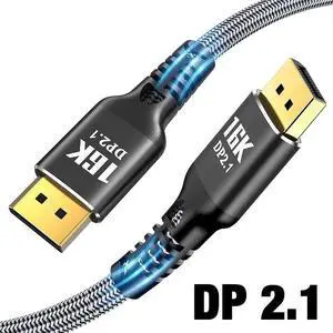 LUOM VESA Certified 10FT Displayport Cable 2.1,16K DP Cable [16K@60Hz,8K@120Hz,4K@240Hz 165Hz], 80Gbps DP 2.1 Cable Compatible FreeSync G-Sync HDR10 HDCP 3D DSC 1.2a Gaming Monitor,TV,PC