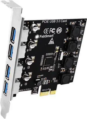 LUOM 4 Ports Superspeed 5Gbps USB 3.0 PCI Express Expansion Card for Windows 11, 10, 8.x, 7, Vista, XP Desktop PCs, Built in Self-Powered Technology, No Need Additional Power Supply