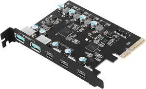 LUOM USB3.2 Gen2 PCIE Expansion Card, 5 Ports 10Gbps High Speed Transmission Stable Power USB 3.2 Front Expansion Card, 5 External USB3.2 Ports (3X USB C - 2X USB A)