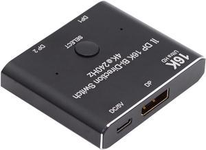 LUOM DisplayPort Switch 16K DP Switcher, LUOM DP 2.0 Switch Bi-Directional 1 in 2 Out/2 in 1 Out Support 4K@60Hz, 80 Gbps for 2 Computers 1 Monitor