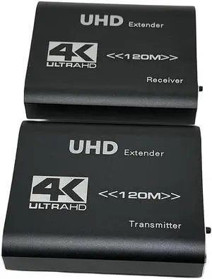 LUOM HDMI Extender Over Single Ethernet Cat5e/6/7 Up to 4K 393ft Support IR Control and HDMI Loop Function with Laptop Desktop, Transmitter and Receiver (OZD17/D18)