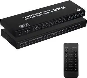 LUOM 8x8 HDMI Matrix 4K@60Hz, 4K HDMI Matrix Switch Switcher 8 in 8 Out HDMI Switch with IR Remote Control, RS232 Vedio Switcher (OZJ8)