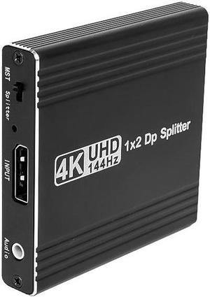 LUOM 2-Port DisplayPort 1.4 Splitter with Audio Extractor, DP to 2x DP Multi-Monitor Adapter, Dual 4K 144Hz MST Hub, Support 4K@144Hz 120Hz 60Hz, Support MST Extend/Mirror Mode