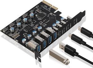 LUOM USB 3.2 PCI-e Expansion Card 8-Port(4X USB C - 4X USB A), PCI-e to USB 3.2 Gen2 HUB Adapter Superspeed 10Gbps, Fits PCI Express x4, x8 or x16 socket.