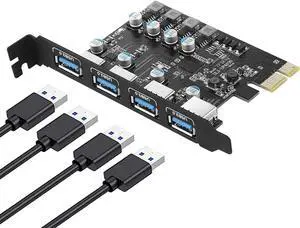 LUOM 4-Ports Superspeed 5Gbps USB 3.0 PCI Express Expansion Card for Windows, MAC OS X and Linux Desktop PCs, Built in Self-Powered Technology, No Need Additional Power Supply