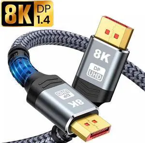 LUOM DisplayPort Cable 1.4 DP1.4 32.4Gbps Support 8K@60Hz 4K@120Hz HDR, HDCP, DSC 1.2a, Braided Display Port Cable Cord Compatible FreeSync G-Sync Video Card Monitor, 10FT LUOM DisplayPort Cable 1.4 DP1.4 32.4Gbps Support 8K@60Hz 4K@120Hz HDR, HDCP, DSC 1.2a, Braided Display Port Cable Cord Compatible FreeSync G-Sync Video Card Monitor, 10FT