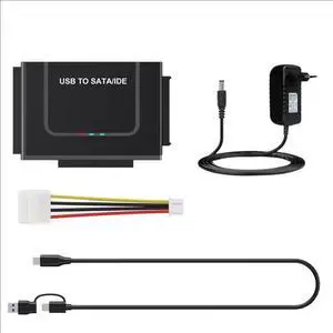 LUOM USB 3.0/Type-C to SATA IDE Hard Drive Reader, External Hard Drive Ultra Recovery Converter Universal Hard Drive Adapter Kit for 2.5/3.5 HDD/SSD Hard Drive Disk, Include 12V/2A Power Adapter