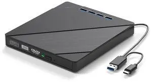 LUOM 7-in-1 External CD/DVD Drive, with USB-C and SD/TF Card Slots, USB 3.0&Type C CD/DVD Player for Laptop Portable CD/DVD Burner for PC Mac Book Supports Windows 11/10/8/7 Linux macOS LUOM 7-in-1 External CD/DVD Drive, with USB-C and SD/TF Card Slots, USB 3.0&Type C CD/DVD Player for Laptop Portable CD/DVD Burner for PC Mac Book Supports Windows 11/10/8/7 Linux macOS