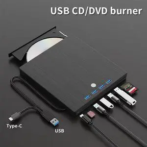 LUOM 9 in 1 Super External CD DVD Drive, USB 3.0 DVD Burner with 4 USB3.0 and 2 TF/SD Card Ports & T, CD DVD Player Reader Writer Optical Disk Drive for Laptop PC Mac Windows Linux LUOM 9 in 1 Super External CD DVD Drive, USB 3.0 DVD Burner with 4 USB3.0 and 2 TF/SD Card Ports & T, CD DVD Player Reader Writer Optical Disk Drive for Laptop PC Mac Windows Linux