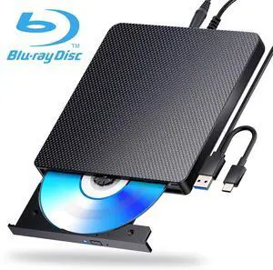 LUOM External Blu-ray Player, 8X CD/DVD Burner & 3D Blu-ray Player, USB 3.0 & Type-C Portable Optical Drive, CD/DVD/BD Reader Player for Laptop Desktop PC, Compatible with Windows 11/10/Mac OS/Linux LUOM External Blu-ray Player, 8X CD/DVD Burner & 3D Blu-ray Player, USB 3.0 & Type-C Portable Optical Drive, CD/DVD/BD Reader Player for Laptop Desktop PC, Compatible with Windows 11/10/Mac OS/Linux