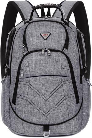 SOCKO 17.3 Inch Shockproof Laptop Backpack with USB Port / Roomy Lightweight Water Resistant Business Travel Bag / Multi-functional Casual Daypack Bookbag School Bag College Back Pack,Gray