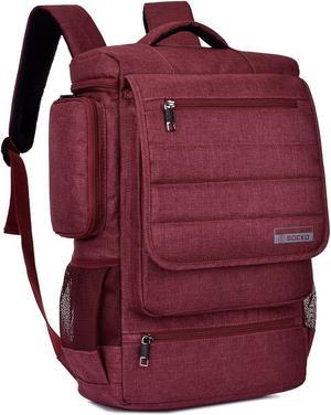 SOCKO Laptop Backpack , Multifunctional Unisex Luggage & Travel Bags Knapsack,rucksack Backpack Hiking Bags Students School Shoulder Backpacks Fits Up to 17.3 Inch Laptop Macbook Computer,Red