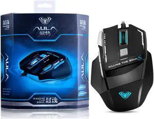 AULA Original Gaming Mouse for PC Games Kill the Soul 2 [2000 DPI] [Programmable] [ Breathing Light] Ergonomic Game Computer Mice with 7 Buttons for PC,Gamer