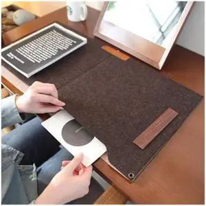 LUOMs Home/Office Premium XXL Size Large 2 Layer Felt Computer/Laptop MousePad Desktop Mat Table Organizer Extended Game Mouse Pad Double Storage Pouch Non-slip, 24.8"x13", Light Grey
