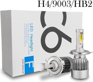 LUOMs H4/9003/HB2 Car LED Headlight Conversion Kit, 72W/Pair, 7600LM/Pair,6000K Cool White Car Headlight Replacement,(Pack of 2)