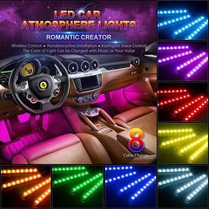 LUOMs 4pcs Car RGB LED Strip Light LED Strip Lights 16 Colors Car Styling Decorative Atmosphere Lamps Car Interior Light With Remote