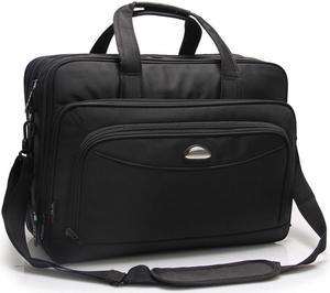 Yajie Bag 17 Inch Brifecase Laptop Bag, Stylish Fabric Laptop Messenger Shoulder Bag Case Briefcase for 15.4 15.6 17 17.1 Inch Laptop / Notebook / MacBook / Ultrabook / Chromebook Computers (Black)