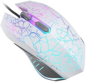 LUOM 2400 DPI Gaming Mouse with 7 Auto-Changing Color's for Computer/PC/Laptop, USB Wired Mouse, 4 Adjustable DPI Levels with 6 Buttons for Gaming/Gamer, White