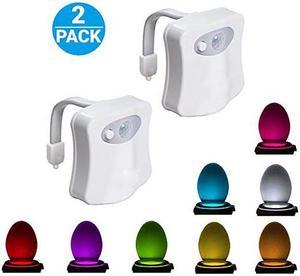 Colorful Motion Sensor Toilet Nightlight ,Home Toilet Bathroom Human Body Auto Motion Activated Sensor Seat Light Night Lamp 8-Color Changes(Only Activates in Darkness) -2 PCS