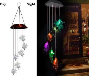 LUOM Changing Color Angle Solar Wind Chimes LED Wind Chime Night Lights Solar Hanging Lantern for Home Garden Bedroom Outdoor Decoration