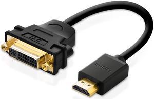 LUOM HDMI to DVI 24+5 Male to Female Adapter Cable, HDMI to DVI-I Video Cord 1080P for Xbox One, PS4, PS3, Apple TV, Roku, HDTV, Plasma, DVD and Projector (Black)