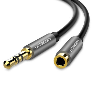 REXLIS 3.5mm Male To Female Aux Audio Extension Cable - Black, Gold Plated, Shielded (1:1)