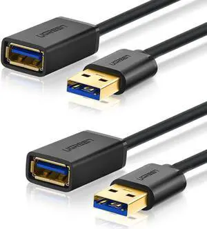 LUOM 2-PACK Super Speed USB 3.0 Extension Cable for Playstation, Xbox, USB Flash Drive, Card Reader, Hard Drive, Keyboard, Printer, Camera-1.5FT