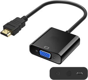 LUOM Active HDMI to VGA Adapter Converter with 3.5mm Audio Jack up to 1080P Compatible with Raspberry Pi, MacBook, Chromebook, Roku, TV Box, PC, Laptop, More (Black)
