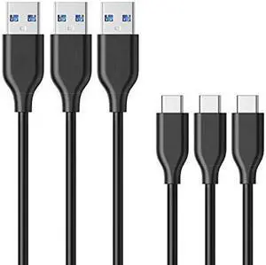 LUOM USB C Cable (USB 3.0), USB A to USB C Charger (3Pack, 3ft) Fast Charging Cord Compatible with Samsung Galaxy Note 9 S9 S8 Note 8, LG V30 G6 G5, Pixel, Nintendo Switch-Black