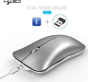 HXSJ Dual Mode: Bluetooth + 2.4 G wireless Wireless Gaming Mouse with Unique Silent Click, 400mAh Rechargeable, 1600 DPI, Ergonomic Grips, 3-Button Design - White