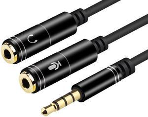 LUOM (2-PACK) 3.5mm Audio Stereo Y Splitter Cable 3.5mm Male to 2 Port 3.5mm Female for Earphone and Headset Splitter Adapter, Compatible with iPhone, Samsung, Smartphones, Tablets, MP3 player-Black
