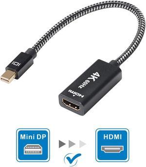 LUOM Active Mini DisplayPort to HDMI Adapter, 4K@60Hz Mini DP(Thunderbolt) to HDMI 2.0 Converter Cable for MacBook Air, iMac, MacBook Pro, Surface Pro 3/4/5,Surface Book(Black)