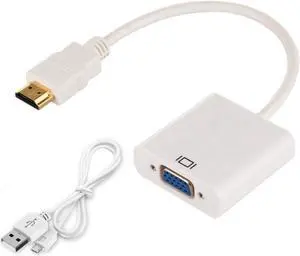 LUOM HDMI to VGA Adapter Converter with Micro USB Charging Cord, up to 1080P Male HDMI to Female VGA for PC, Laptop, Ultrabook, Raspberry Pi, Chromebook (White)