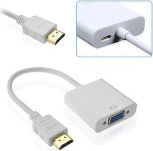 LUOM HDMI to VGA Adapter with Micro USB Charging Cord, Gold-Plated 1080P Active HDMI to VGA Adapter Video Converter Male to Female for Computer, Desktop, Laptop, PC, Monitor, Projector, HDTV, White