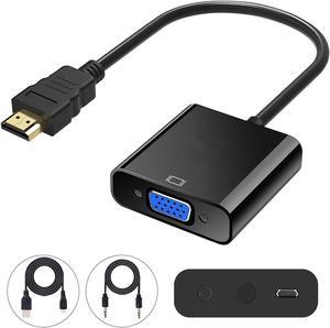 LUOM Active HDMI to VGA Adapter Converter with 3.5mm Audio Jack & Micro USB Charging Cord, up to 1080P Male HDMI to Female VGA for PC, Laptop, Ultrabook, Raspberry Pi, Chromebook (Black)