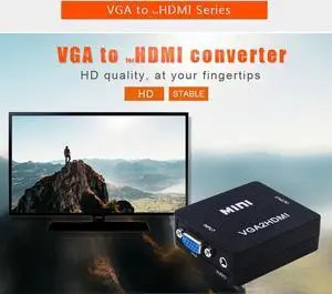 LUOM VGA to HDMI Converter Adapter - Gold-Plated VGA Female to HDMI Female to  Adapter for PC Laptop Display Computer Mac Projector (Black)