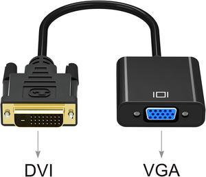 LUOM Active DVI-D Dual Link 24+1 Male to VGA Female Video with Flat Cable Adapter Converter for DVI Device, Laptop, PC to VGA Displays, Monitors, Projectors
