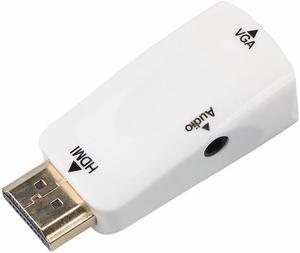 LUOM HDMI to VGA Adapter Converter Gold-Plated with 3.5mm Audio Port for PC, Laptop, DVD, Desktop and Other HDMI Input Devices - White