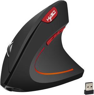 HXSJ vertical mouse 2.4G wireless mouse mouse built-in 600 mA battery adjustable 2400dpi suitable for office games (Battery Included)-Black