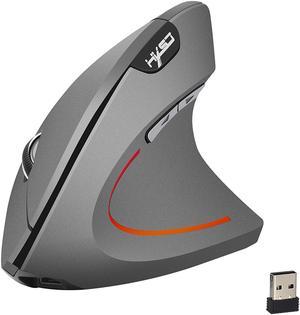 HXSJ vertical mouse 2.4G wireless mouse mouse built-in 600 mA battery adjustable 2400dpi suitable for office games (Battery Included)-Gray