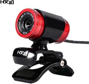 HXSJ A860 HD Webcam 12.0M Pixels CMOS USB Web Camera Digital Video HD Built-in Microphone 360 Degree Rotaion Clip-on Camera- (Black+Red)