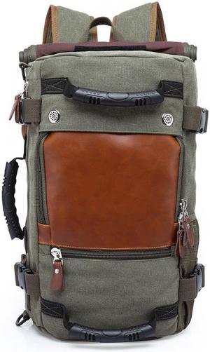 KAKA Vintage Canvas Backpack, 3-In-1 Convertible Carry-On Bag Duffel Bag Backpack Travel Bag Hiking Bag Camping Bag Rucksack fits 15.6-inch Laptop, Army Green