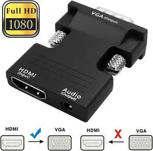 LUOM Active 1080P HDMI Female to VGA Male Adapter Converter with 3.5 mm Stereo Audio - for Laptop PC PS3 Xbox STB Blu-ray DVD TV Stick