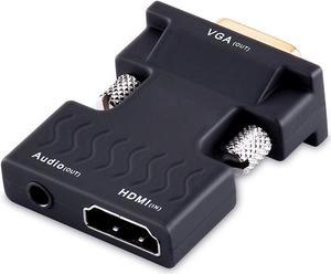 LUOM Gold-plated Active 1080P HDMI Female to VGA Male Adapter Converter with 3.5 mm Stereo Audio - for TVs, Speakers, Computers, Laptops, Gaming Consoles, Notebooks, Blu-ray DVD Players & More(Black)