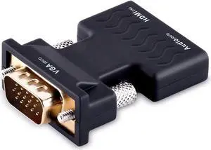 LUOM Gold-plated Active 1080P HDMI Female to VGA Male Adapter Converter with 3.5 mm Stereo Audio - for Laptop PC PS3 Xbox STB Blu-ray DVD TV Stick