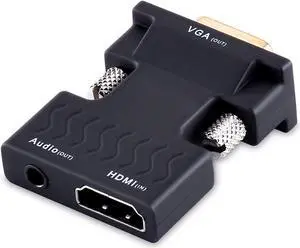 LUOM Gold-plated 1080P HDMI Female to VGA Male Adapter Converter with 3.5 mm Stereo Audio - for TVs, Speakers, Computers, Laptops, Gaming Consoles, Notebooks, Blu-ray DVD Players & More